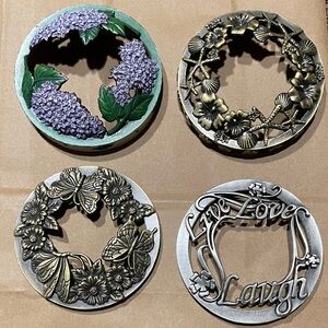 Set of 4 jar candle accessories Purple Floral & Metallic bronze Accents